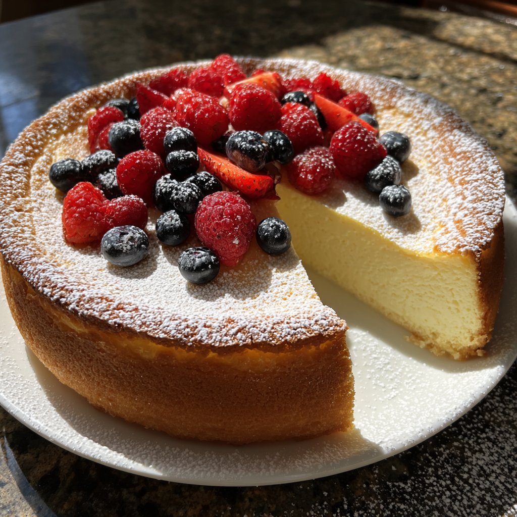 Käsekuchen mit Keksboden