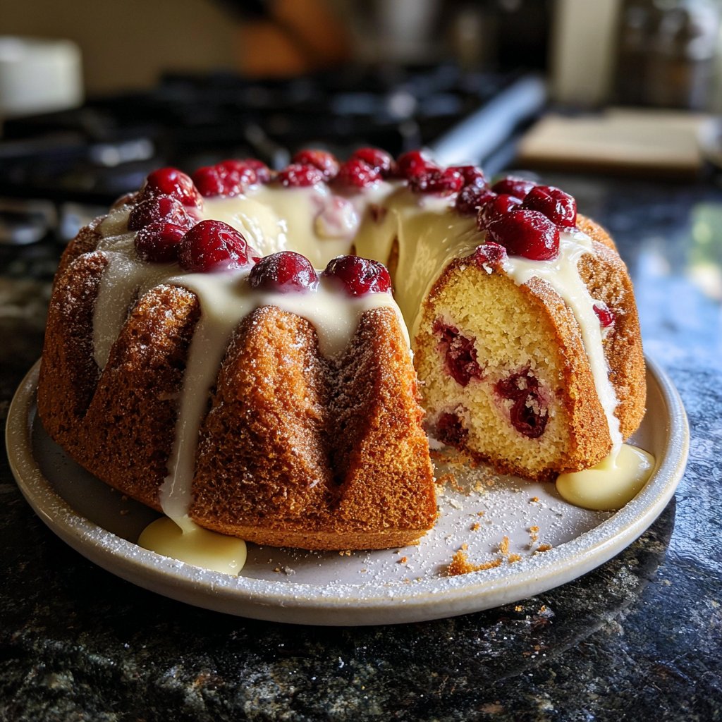 Blechkuchen mit Kirschen und Pudding