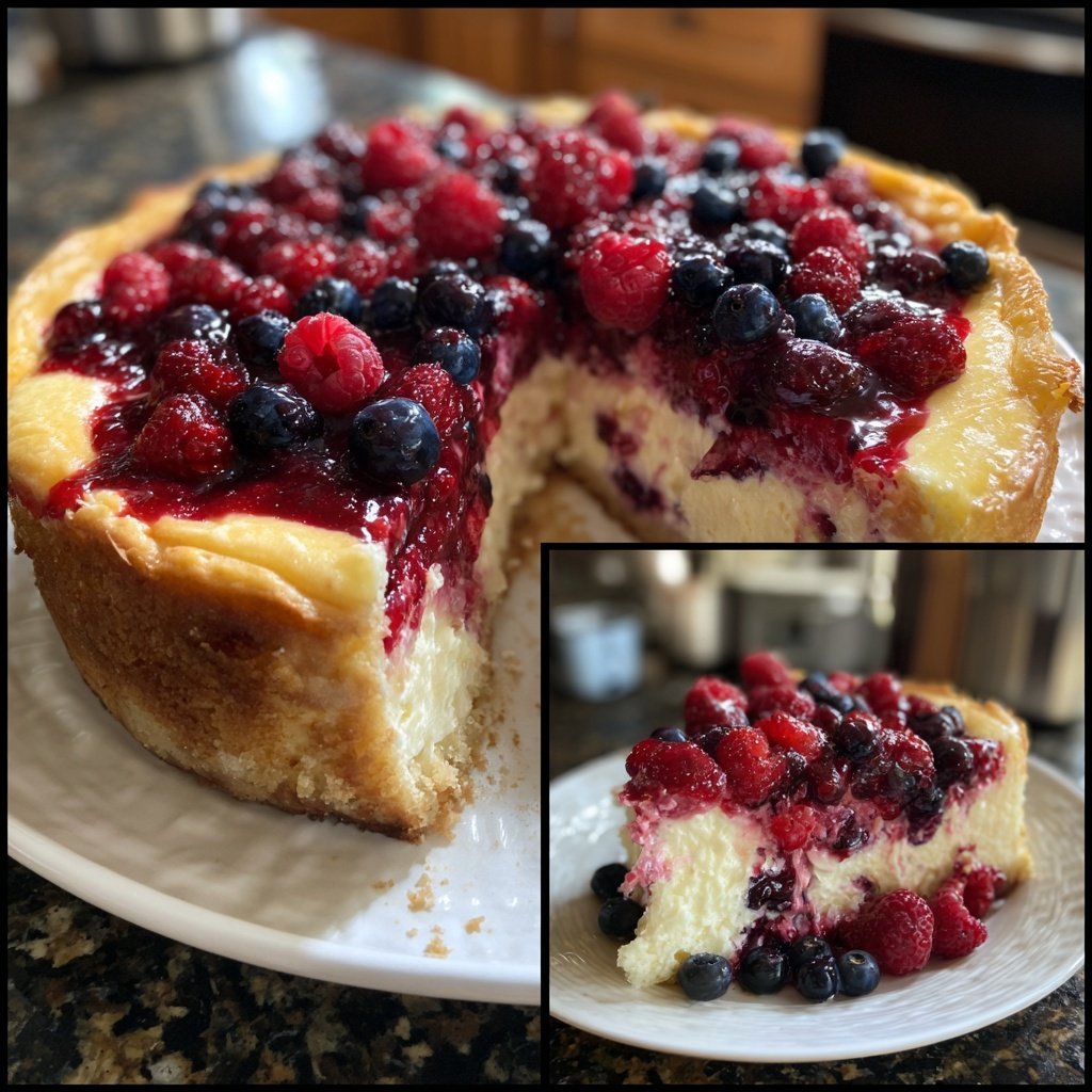 Käsekuchen mit Beerenboden