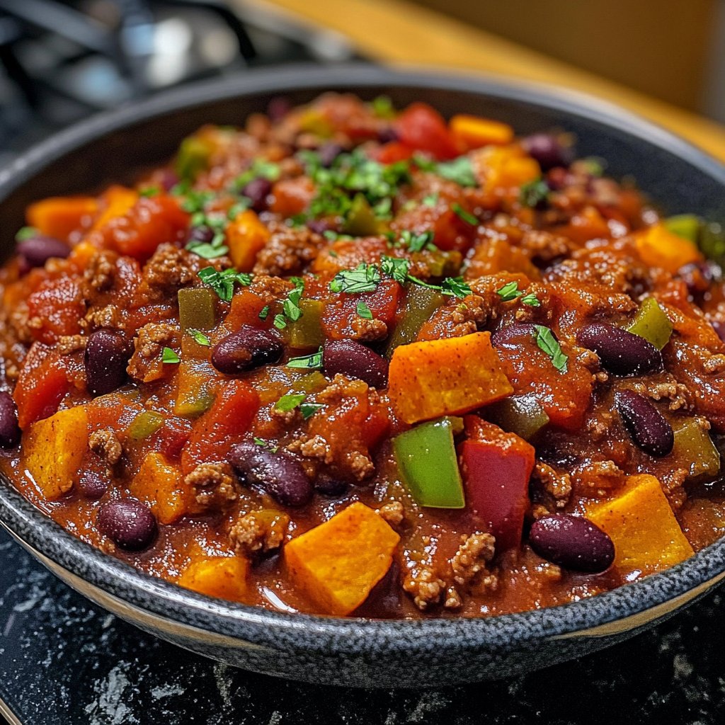 Chili sin Carne mit Süßkartoffeln