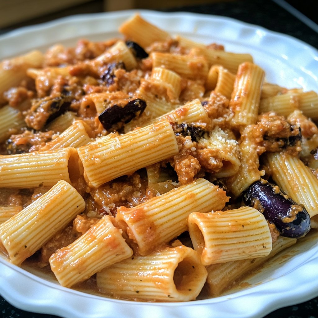 Rigatoni mit Auberginen-Tomatensauce