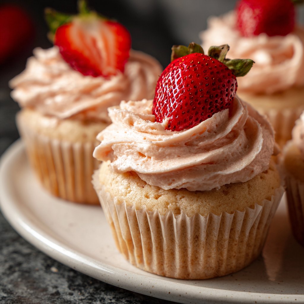 Cupcakes mit Erdbeerfrosting
