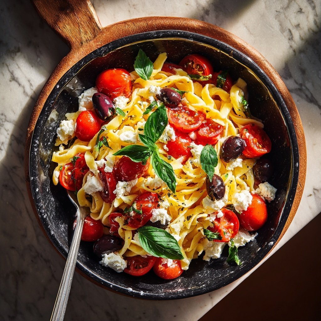 Mediterraner Nudelsalat Mit Olivenöl